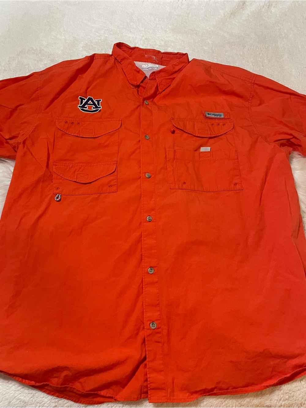 Columbia auburn pfg Men’s Short-Sleeve Button-Down Shirt with Auburn Patch sz 4x